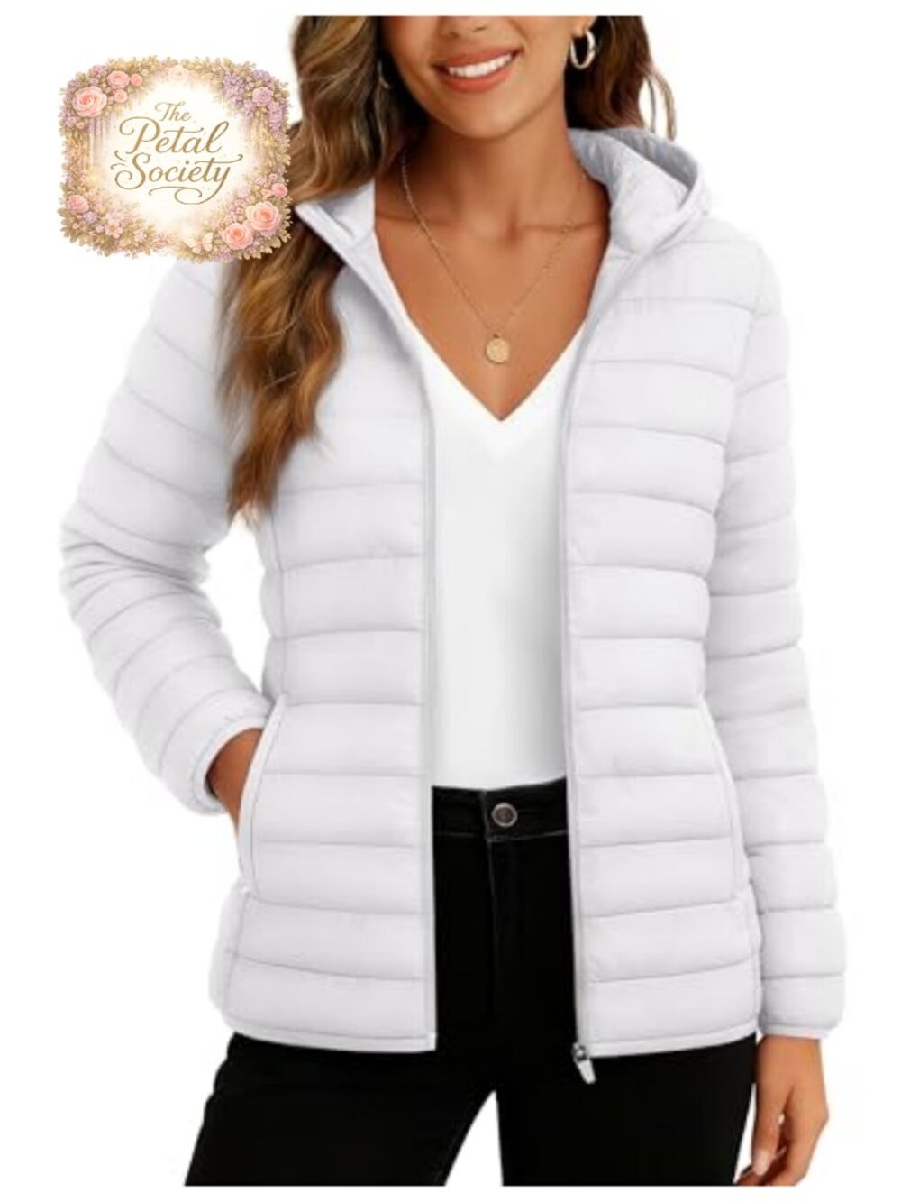 TACVASEN Women's Lightweight Quilted Puffer Jacket Hooded Zip Pockets